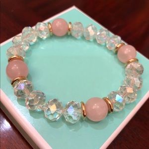SOLD Crystal and rose quartz bracelet